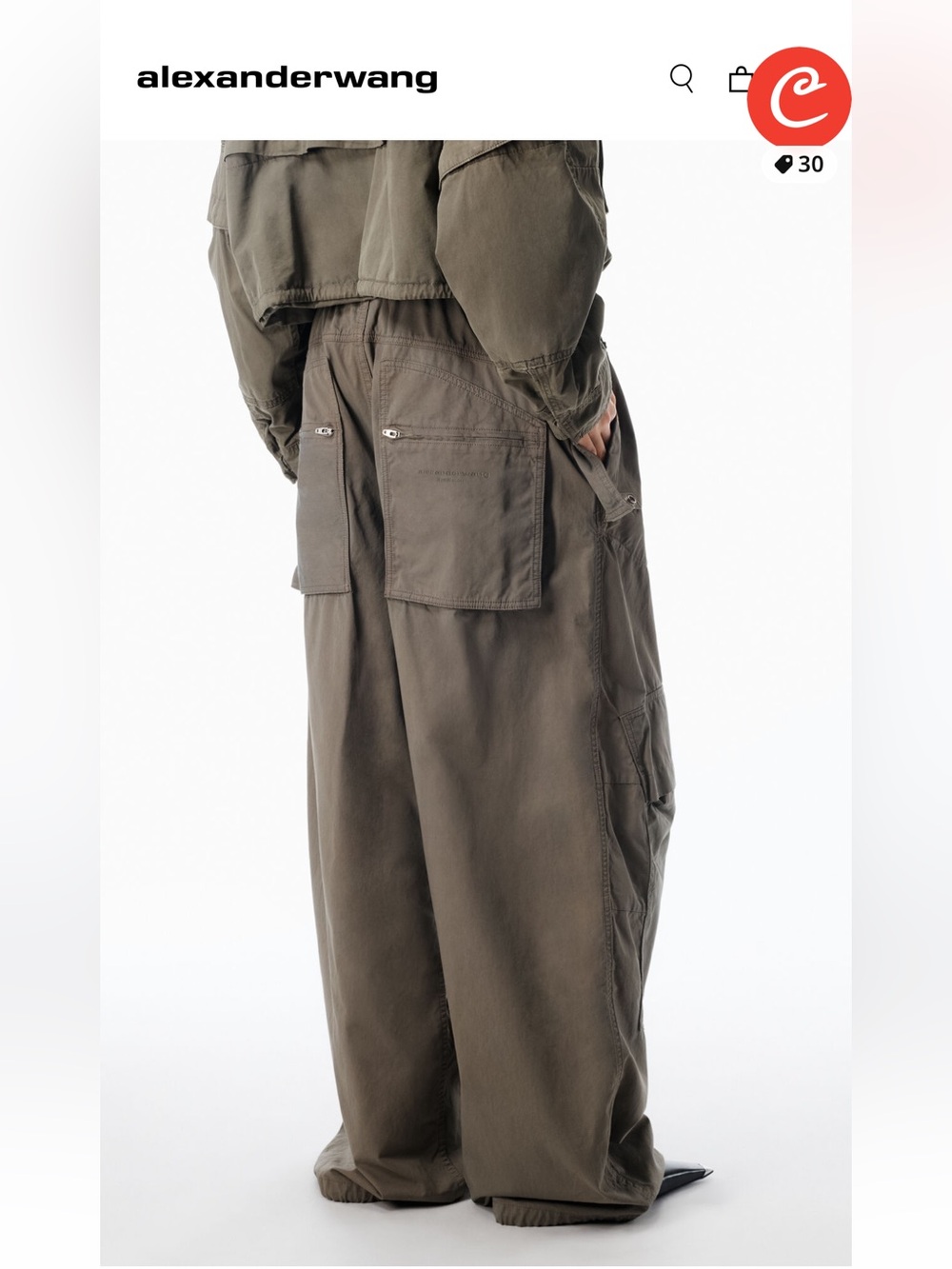 Like New Alexander Wang  Cargo Pant Cotton Mid Rise